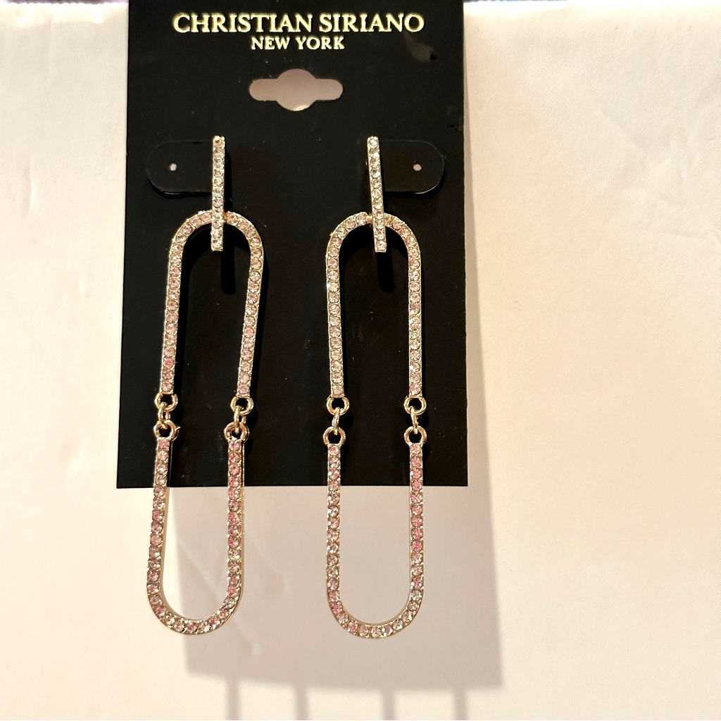 Nwt Christian Siriano Of New York Earrings- Gold Tone With Clear Rhinestones 23$